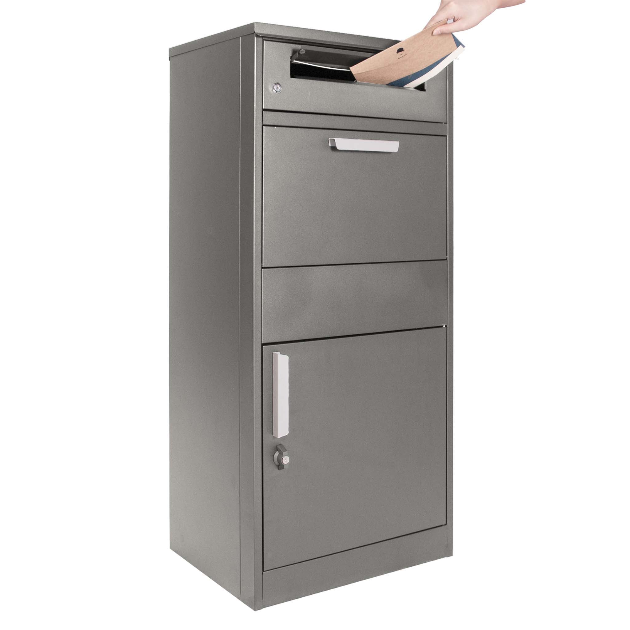 Cassetta postale per pacchi grigia 50x37x112cm Portapacchi con serratura