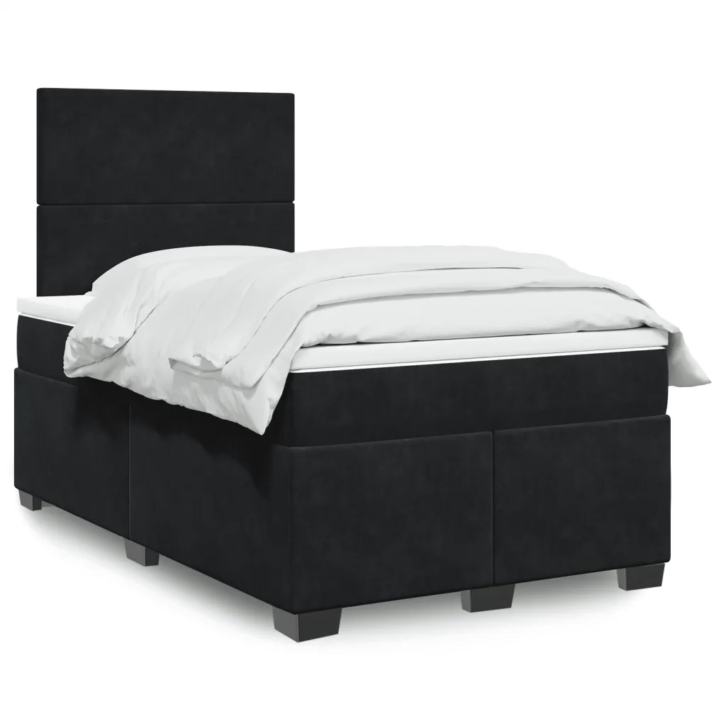 Giroletto a Molle con Materasso Nero 120x200 cm in Velluto