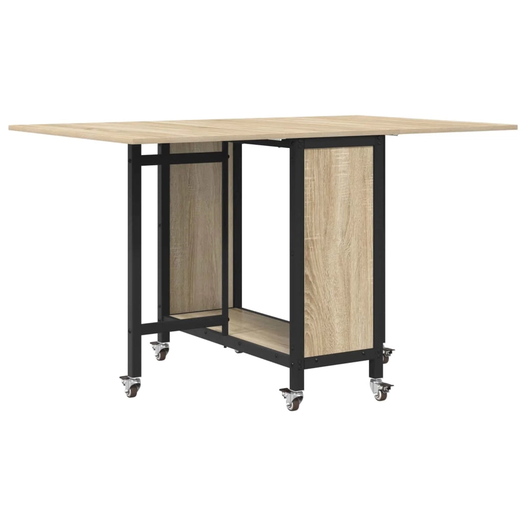 Tavolo da pranzo pieghevole con ruote 130 x 80 x 76,5 cm