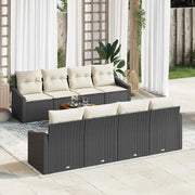 Set Divano da Giardino con cuscino 9 pcs Nero polyrattan 3347803