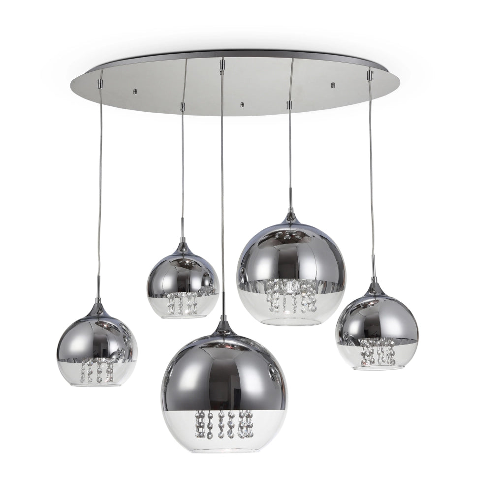 Maytoni Lampadario Contemporaneo Fermi 5 luci E27 nichel metallo vetro