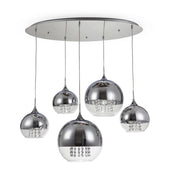 Maytoni Lampadario Contemporaneo Fermi 5 luci E27 nichel metallo vetro