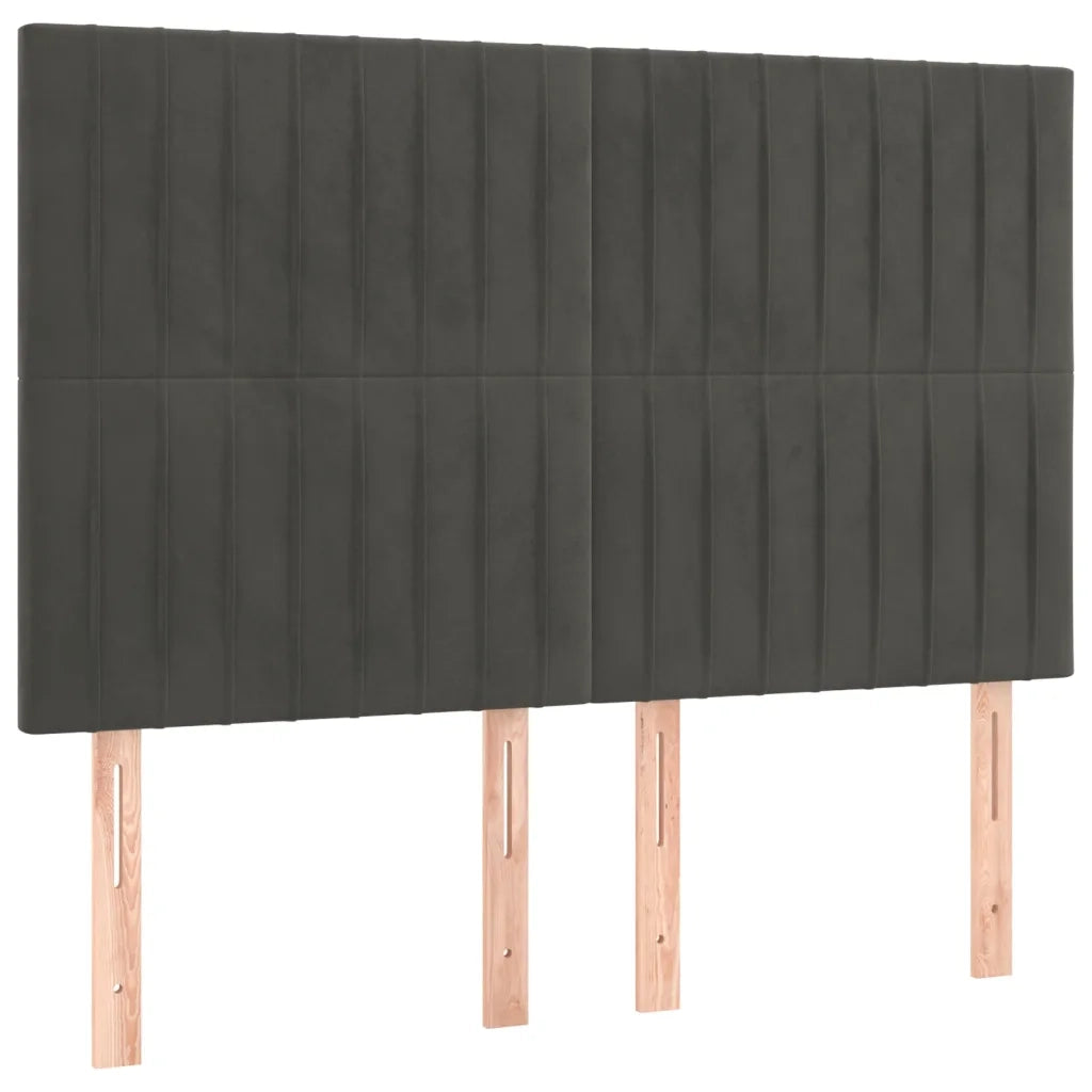 Testiera-Testata Decorativa Grigio Scuro 144x5x118/128 cm Velluto 532537