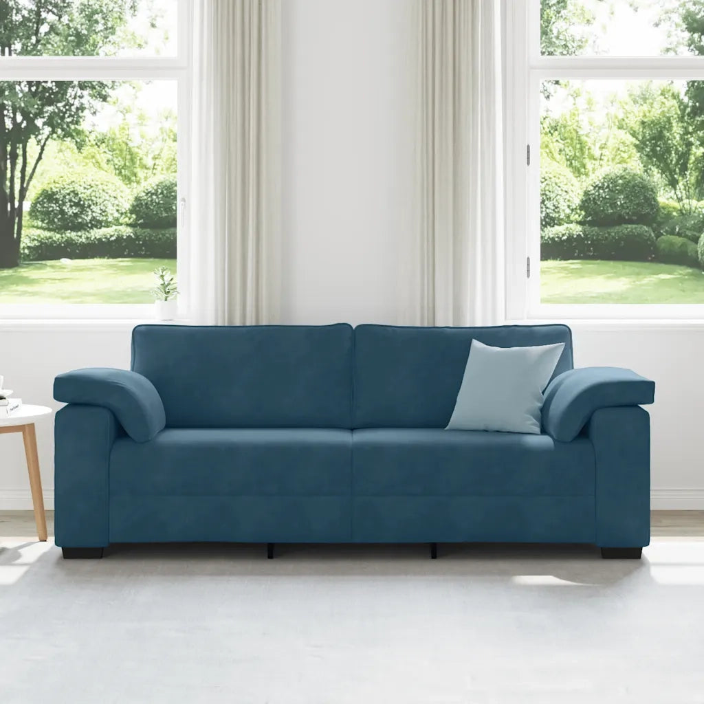 Divano a 3 Posti Blu 220x77x82 cm in Velluto 4105286