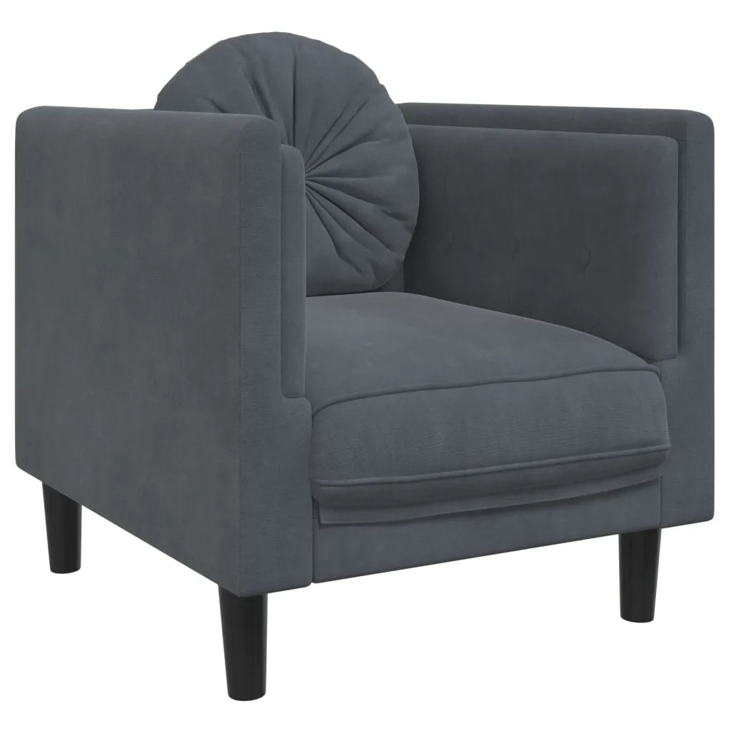 Set di Divani 3 pz con Cuscini Grigio Scuro in Velluto 3209248