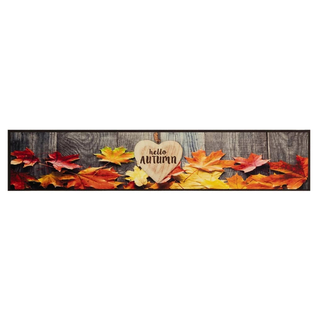 Tappetino da cucina lavabile stampa autunnale design elegante antiscivolo 300 x 60 cm velluto marrone 02_0056467