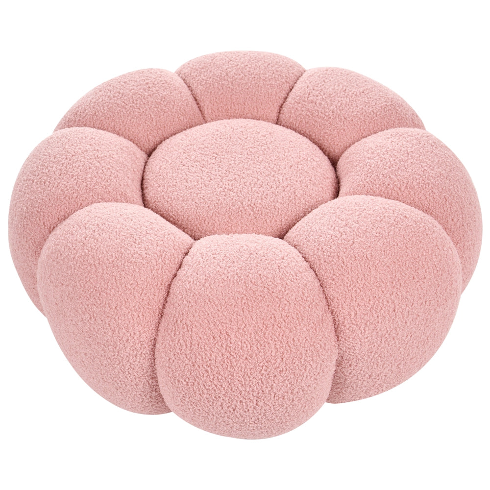Pouf poggiapiedi moderno rotondo grande in tessuto boucle rosa Soggiorno moderno Camera da letto