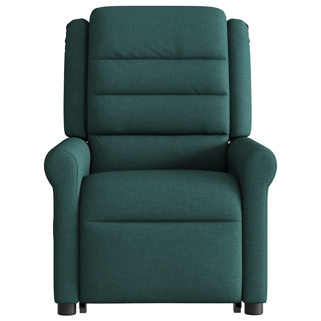 Poltrona Alzapersona Massaggiante | Sedia Relax Verde Scuro in Tessuto