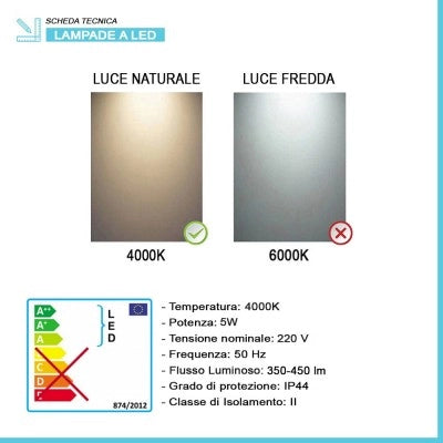 Specchio LED 60x80 cm reversibile con luce naturale nero opaco
