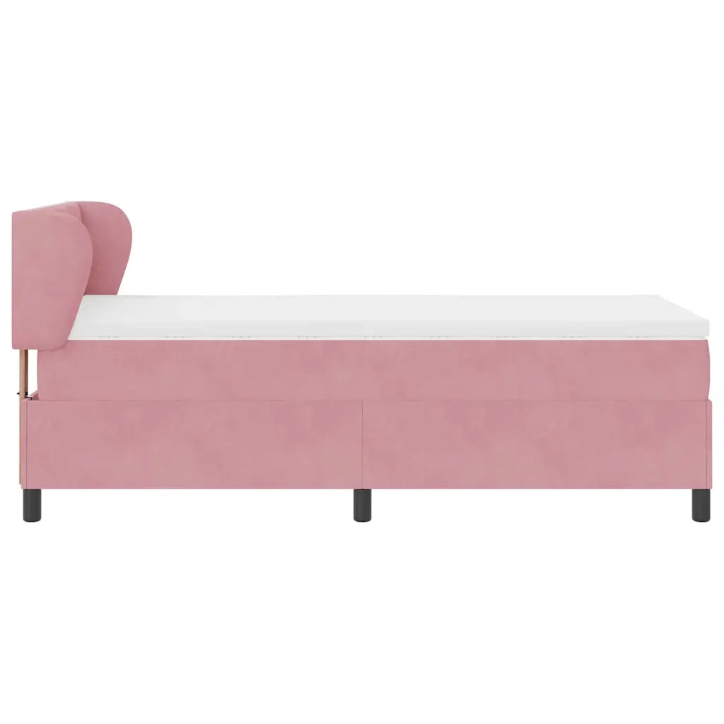 Letto a molle con materasso Rosa 90 x 200 cm Velluto 3340429