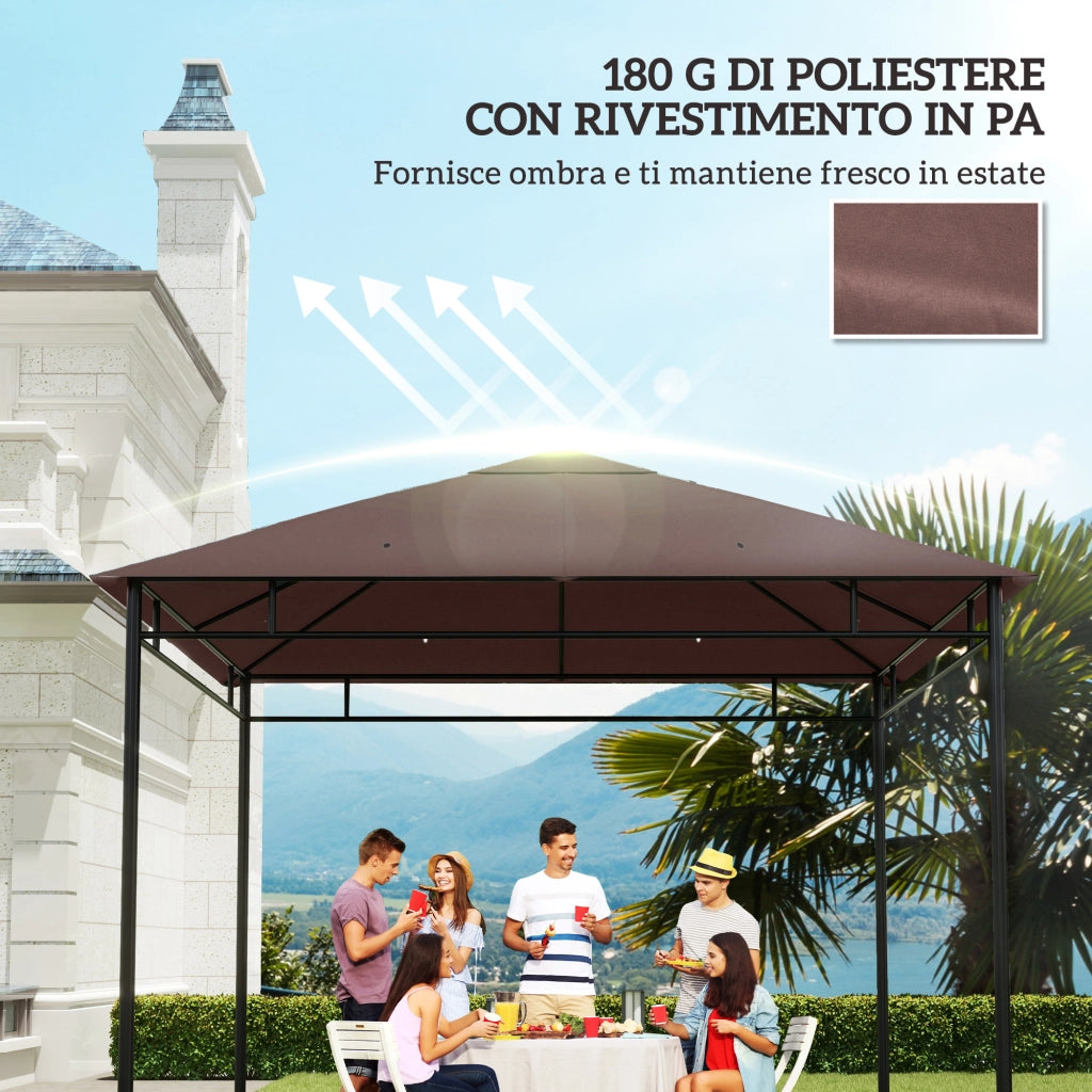 Copertura Gazebo Giardino 3x3 m ¨C zephmum ¨C Poliestere 180g/m2 Impermeabile, 298x295 cm, Colore Caff¨¨
