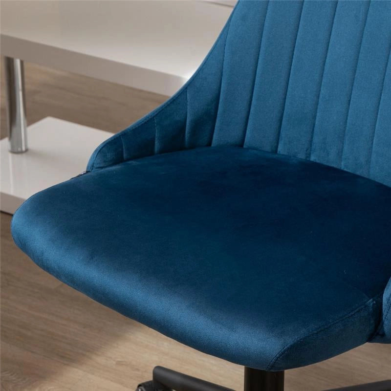 SEDIA DA UFFICIO GIREVOLE CON ALTEZZA REGOLABILE 50 X58 X 77-85 CM VELLUTO BLU