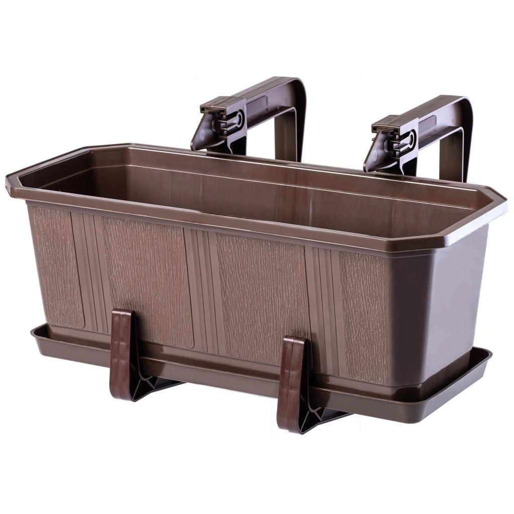Vaso da fiori per balcone KADAX da 40 cm con supporto e manici.