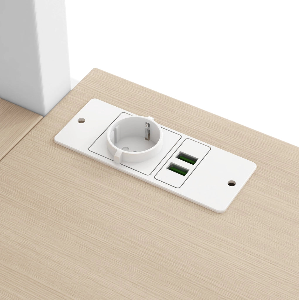Letto a soppalco in metallo 140x200 cm con scala; scrivania integrata; ripiani e LED; bianco