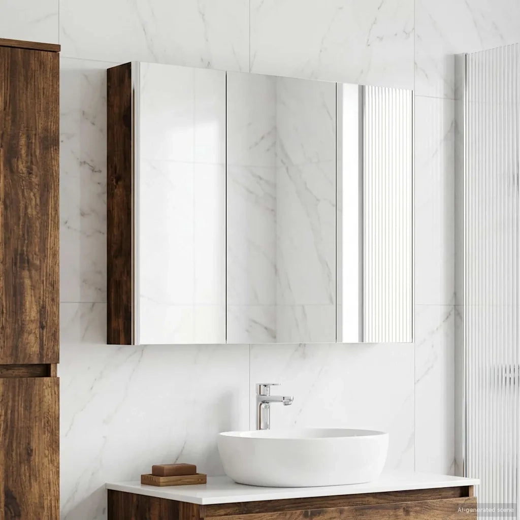 Mobiletto per specchio da bagno Rovere fumé 889275