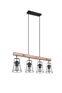 Lampada a Sospensione da Interno  E27 in Metallo Nero Opaco