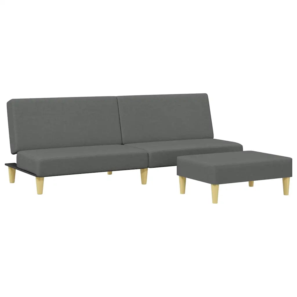 Divano Letto 2 Posti con Poggiapiedi-Sofa Letto 2 Posti-Daybed Grigio Scuro in Tessuto 864717