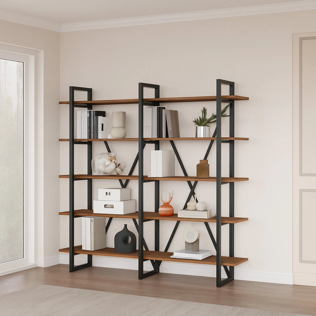 Biblioteca Colli, Libreria 5 Ripiani, 155x34x180h cm Marrone Noce