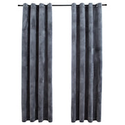 Tende Oscuranti | Tende Blackout con Anelli 2 pz Antracite in Velluto 140x175 cm