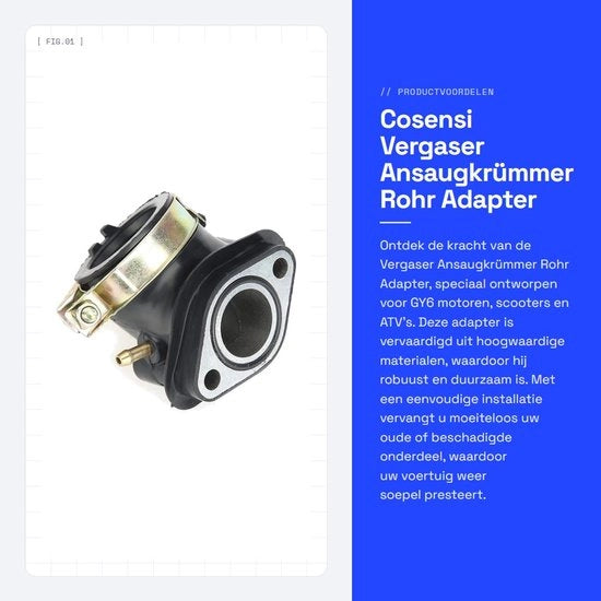 Adattatore di tubo per aspiratore a forma di rotella - Motore GY6 - Materiali di alta qualità - Universale - Adattatore di rotella - Facile da installare