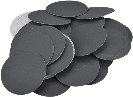 Impiallamento a rulli 50 mm - Set di carta abrasiva 50 pezzi - Grana #180/400/1500/5000/10000 - Circolare - Per macchine per levigatura - Materiale: carta abrasiva