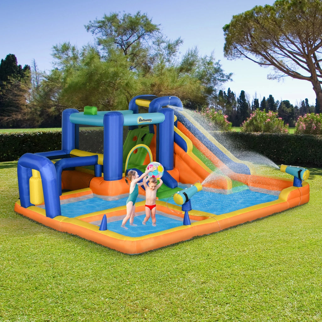 Castello gonfiabile per bambini con scivolo e parete arrampicata ¨C Zephmum ¨C 430x420x200cm multicolore