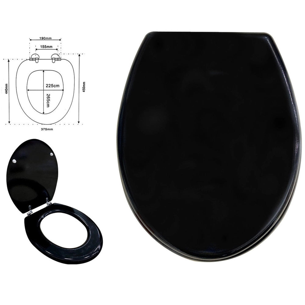 Trade Shop - Copriwater Copri Water Sedile Wc Bagno Universale Cerniere Acciaio Nero 52970a -