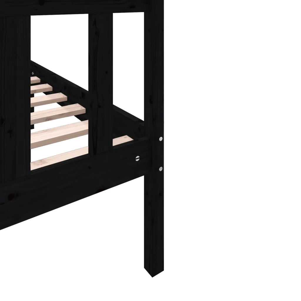 Giroletto in Legno Massello Nero 75x190 cm Small Single 3101312