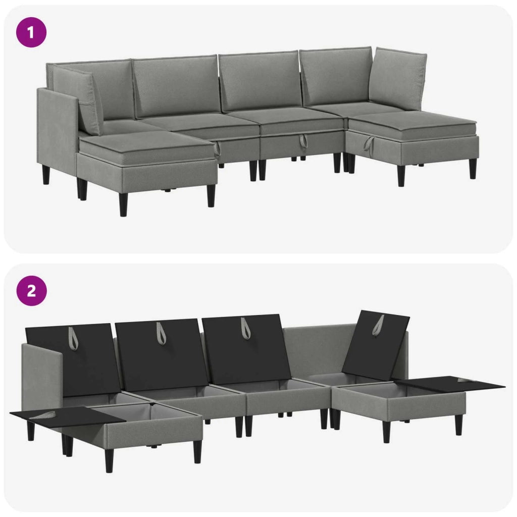 Set di mobili per il soggiorno 6 pcs Grigio scuro Tessuto
