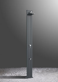 Doccia Solare da Esterno Giardino 30L Miscelatore e Lavapiedi Arkema Spring S Fascia Inox Grigio An