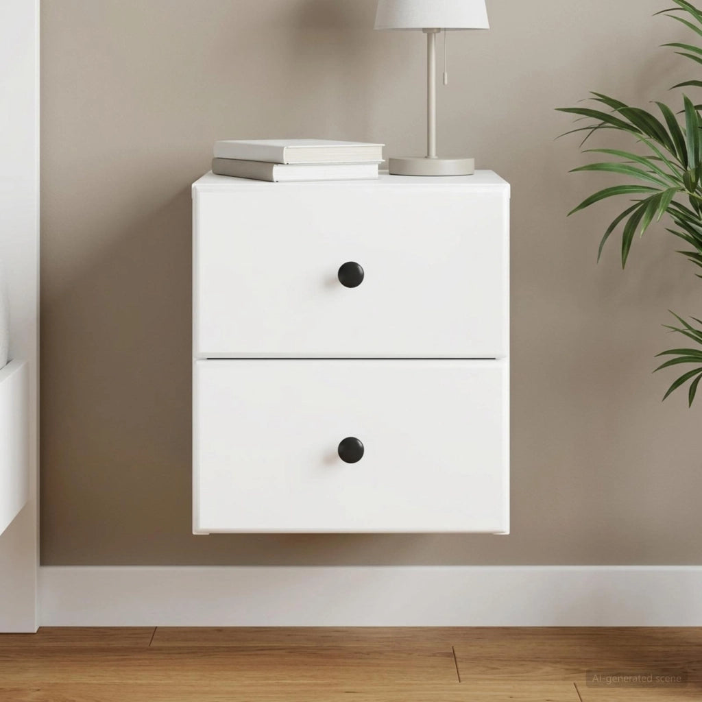 Mobiletto da notte a muro con cassetto Bianco 34,5 x 33 x 40 cm 899145
