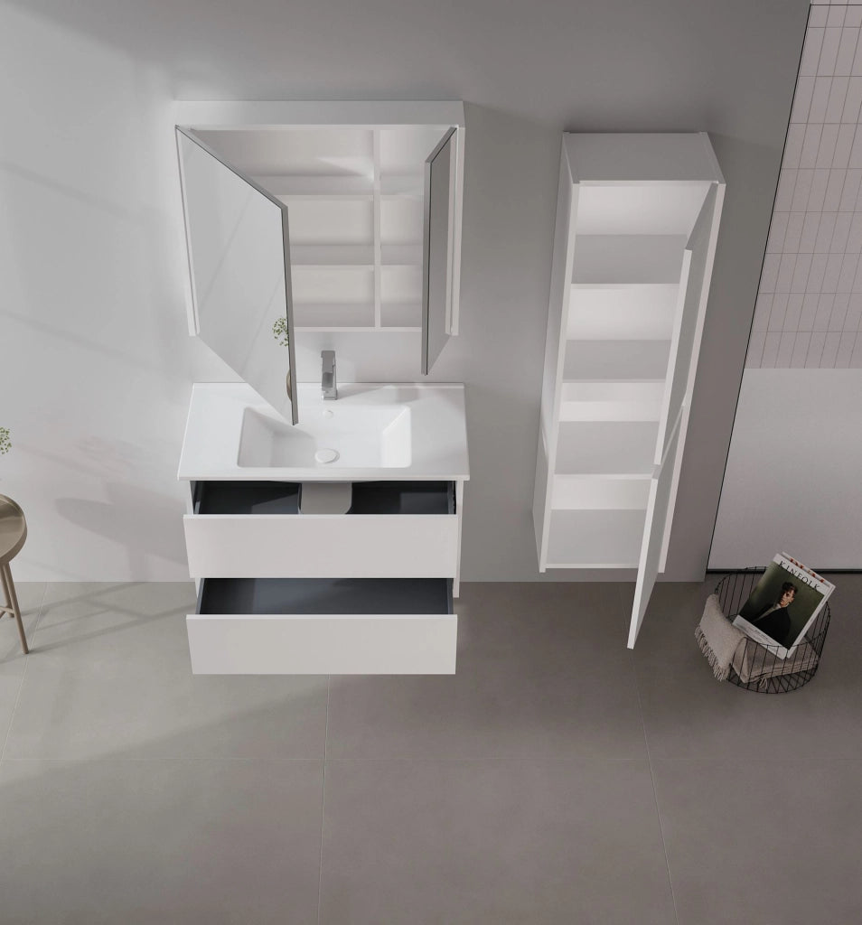 Set mobile lavabo con specchio (2 pezzi) "Arno 85" - 85 x 45 x 52 cm - Bianco