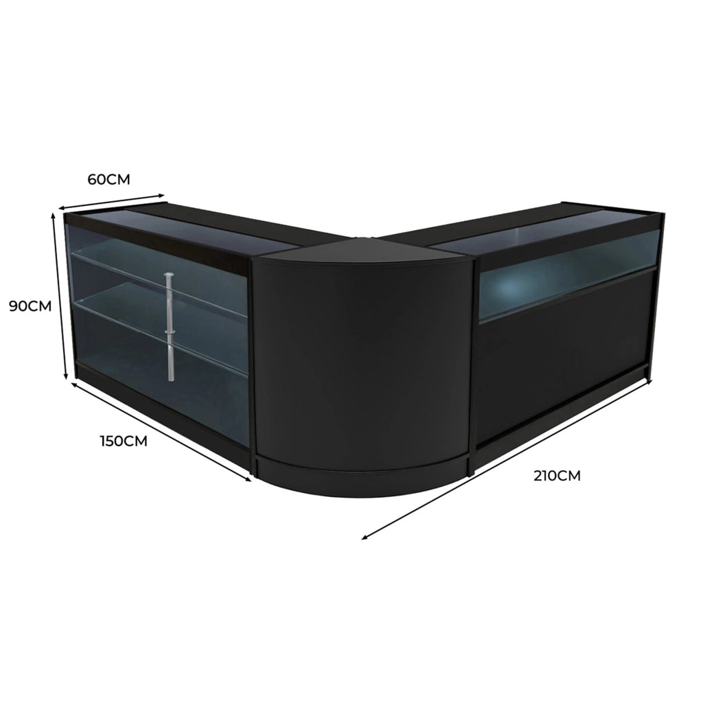 Set Banconi Nero Triton LED K1500 B1500 CM60 con Serratura e Ripiani
