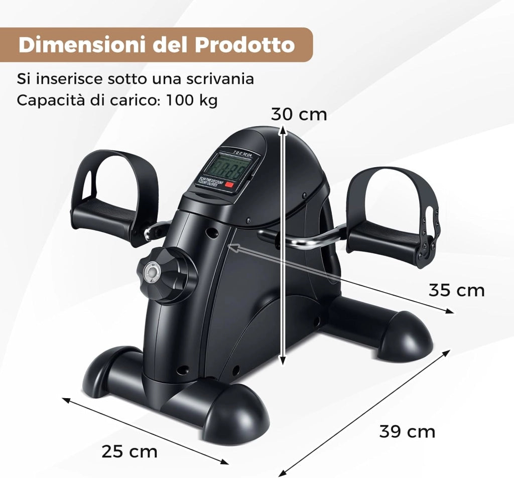 Mini Cyclette, Macchina Portatile per Pedaliere Braccia e Gambe con Display LCD, Cyclette sotto Scrivania da Interno per Allenamento, Portata 100 kg