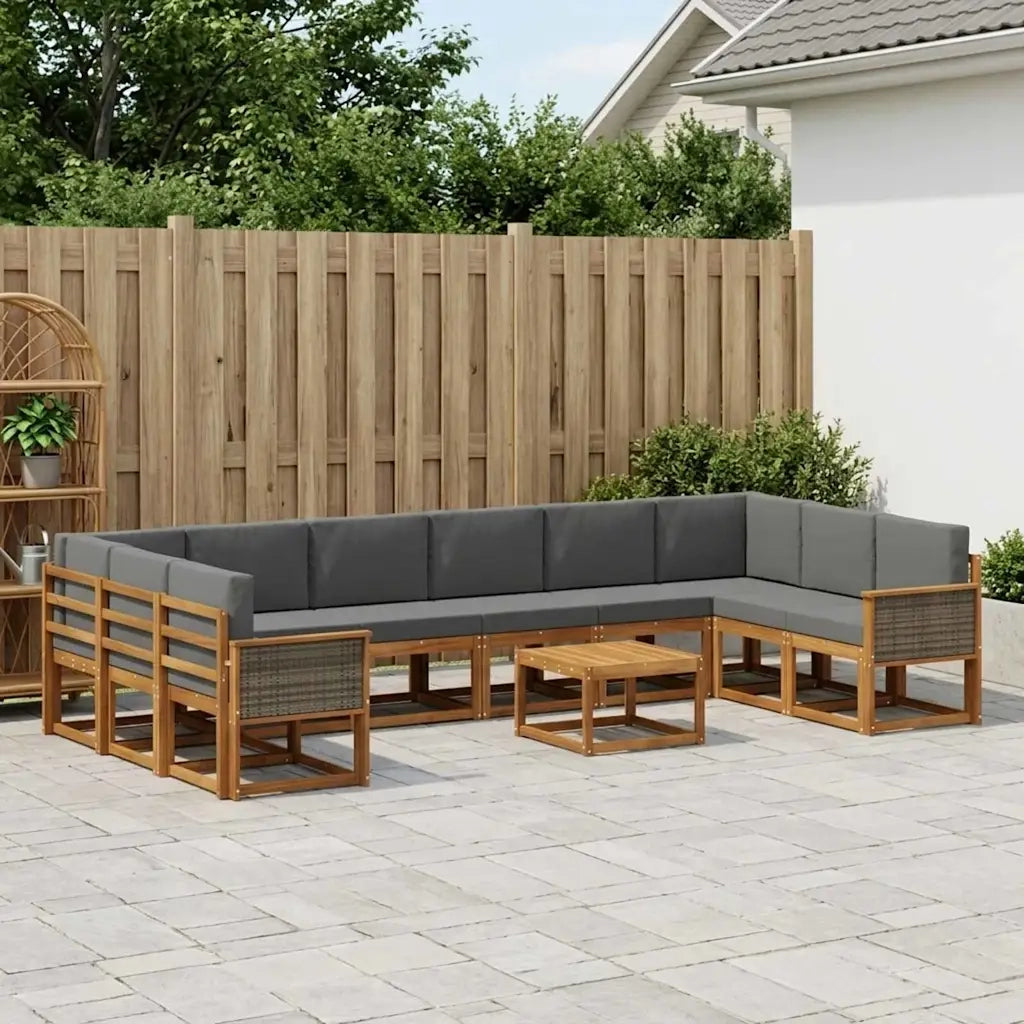 Set di divani da esterno 11 pcs Naturale e Antracite