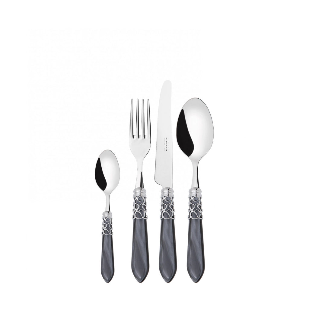 MELODIA Ghiera Cromata, Posate Set 24 Pz, Scatola Compact, Casa Colore: Nero