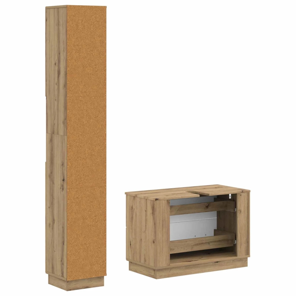 Set di Armadi da Bagno da 2 Pezzi HOORN Rovere Artigianale 3417557