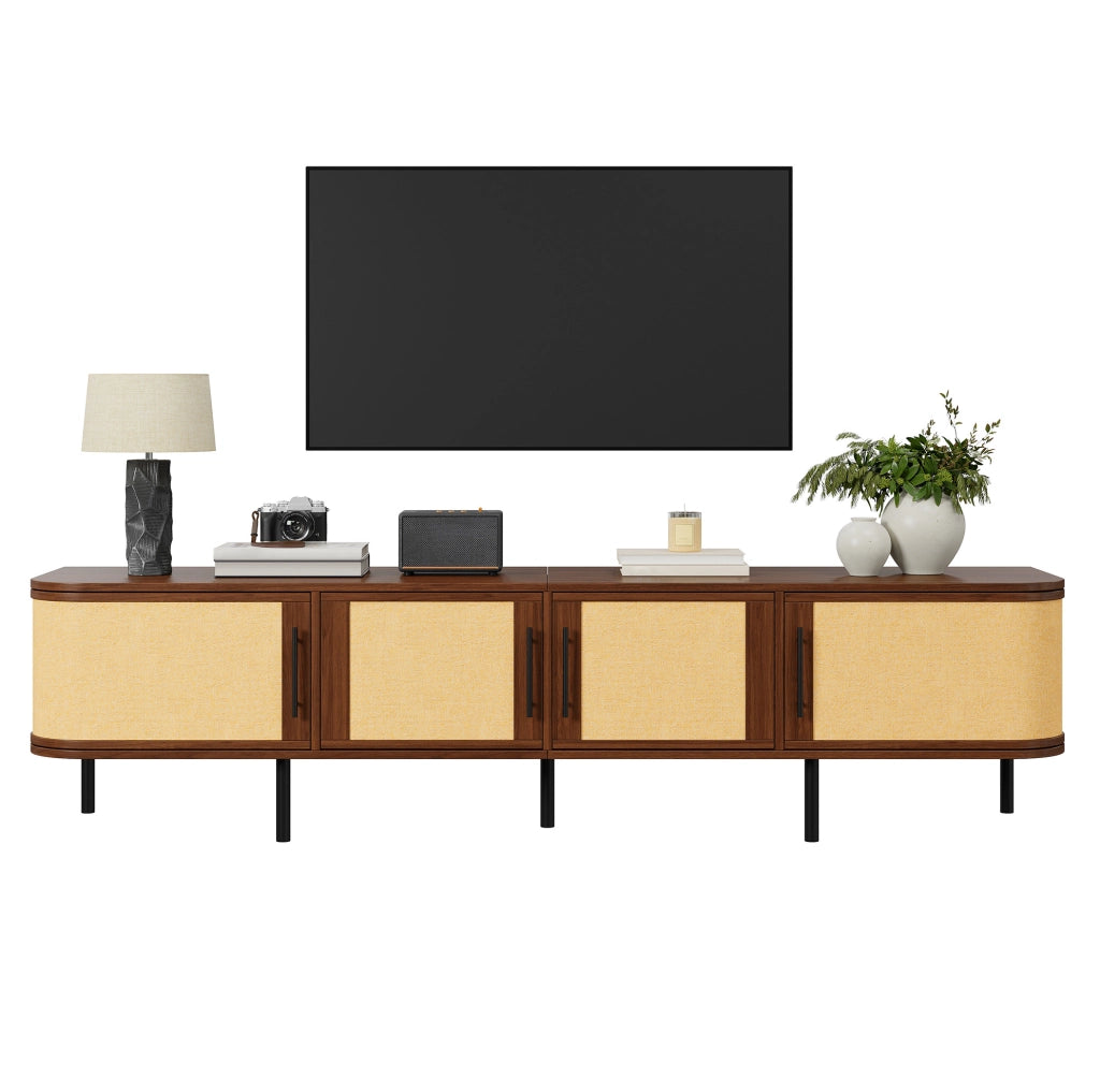 Mobile TV Lowboard moderno in MDF noce con 4 ante, 180 x 40 x 45 cm