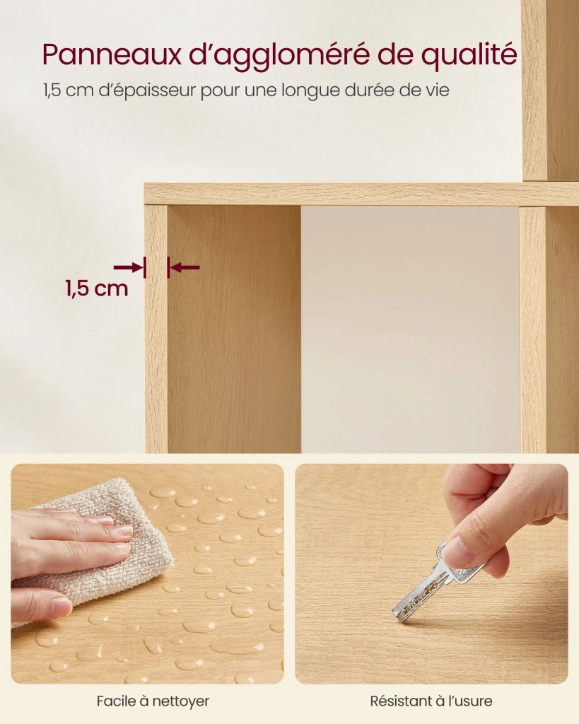 Scaffale a scala mobile contenitore con 6 scomparti per libreria soggiorno camera da letto beige 12_0005765