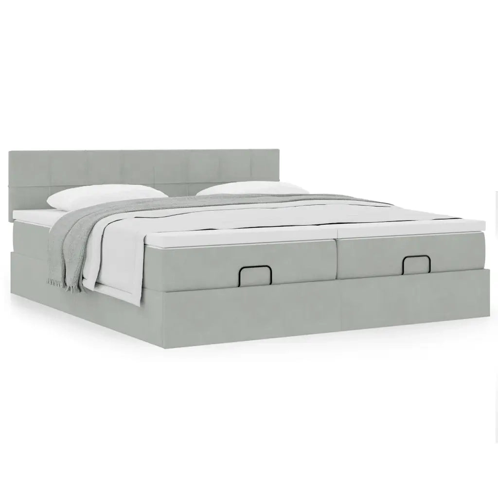 Struttura Letto Pouf con Materassi 200x200 cm Velluto 3312080
