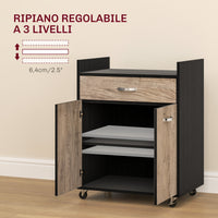 Carrello da Cucina con Armadietto e Cassetto 60x40x77 cm in Legno Nero