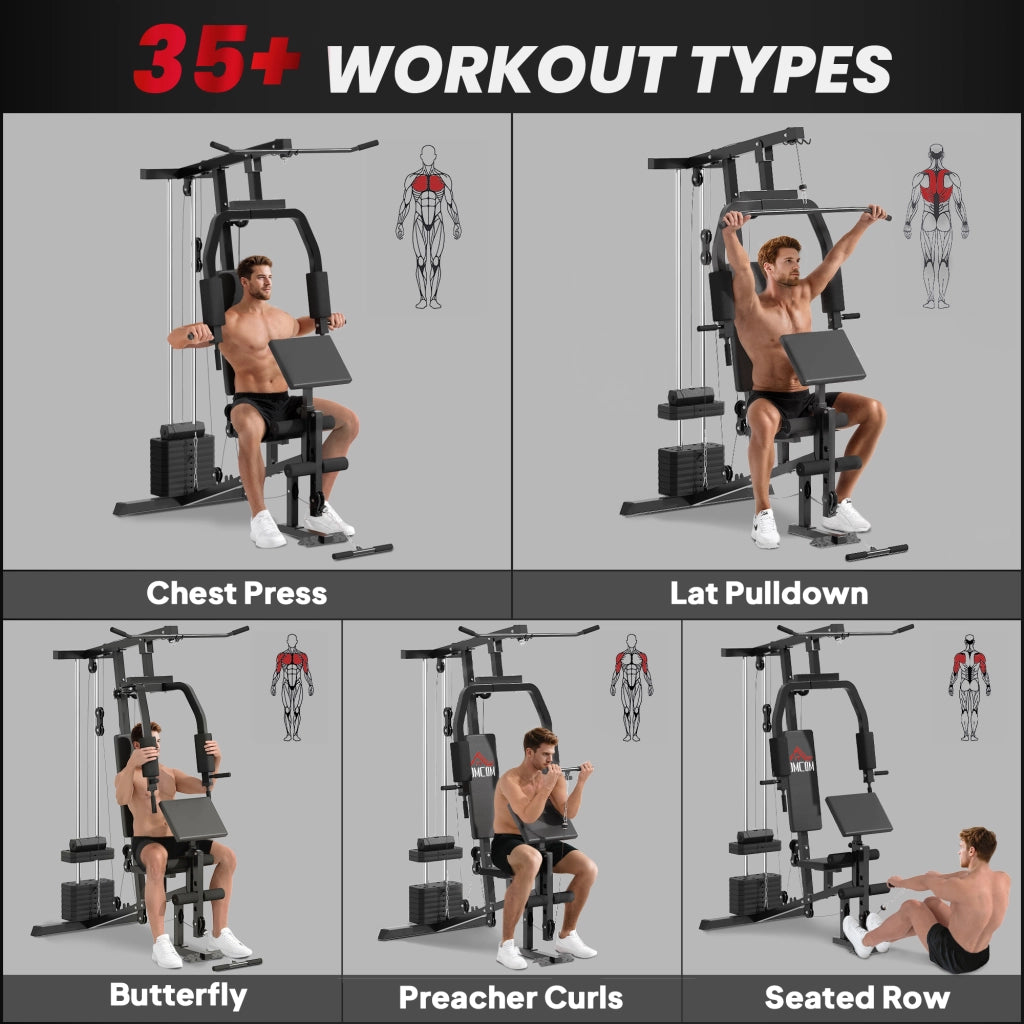 Stazione Fitness Multifunzione per Allenamento a Casa e Professionale in Acciaio, 148x108x207 cm, Nero