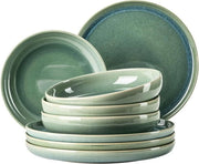 Set di piatti ceramici moderni - 8 pezzi - effetto vetro ondulato - piatti e scodelle da zuppa - per 4 persone - set da tavola ceramica per 6 persone