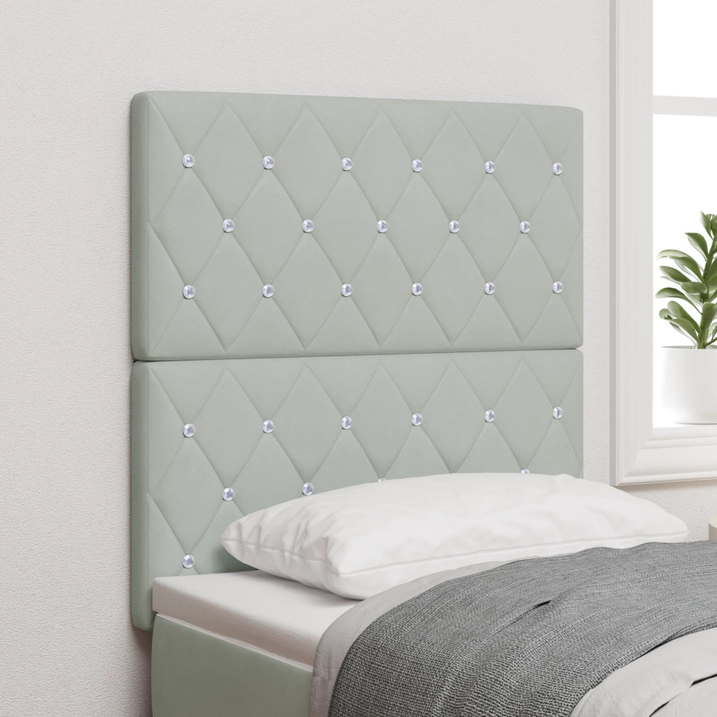 Testiera LED grigia chiara 80 cm in velluto