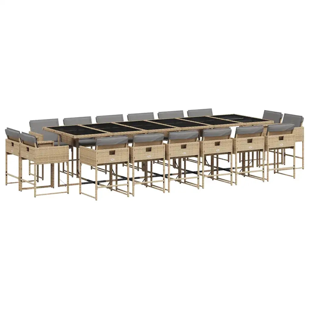Set Pranzo da Giardino 17 pz con Cuscini Beige Misto Polyrattan 3211428