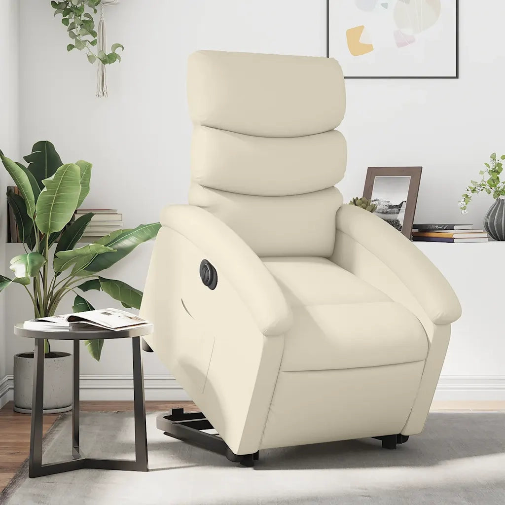 Poltrona Alzapersona Reclinabile Crema in Similpelle 3204055