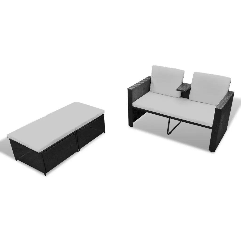Set Divani da Giardino 4 pz con Cuscini-Sofa da giardino in Polyrattan Nero 285476