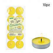 Trade Shop - Set 10 Candele Tealight Alla Citronella Per Esterni Giardino Antizanzare Antimosche 617964 -