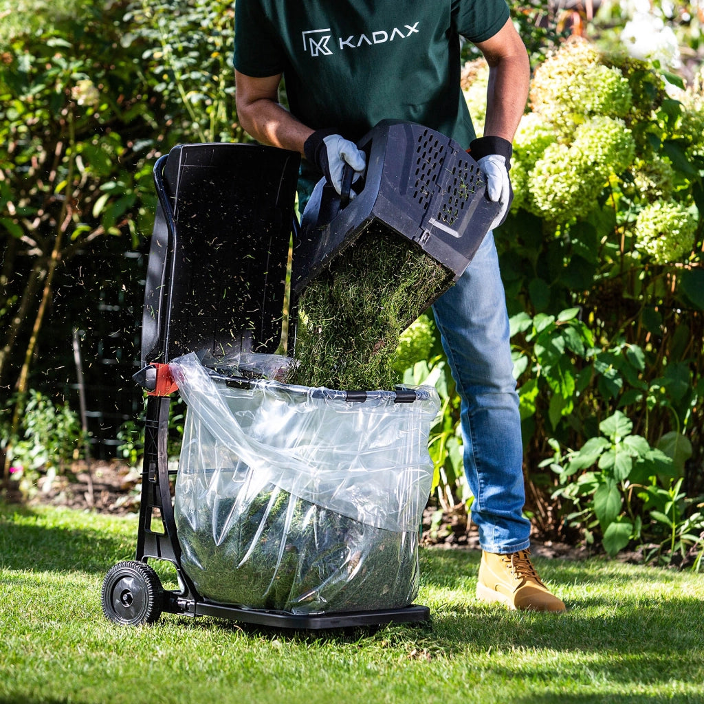 Contenitore da giardino KADAX per foglie, erba e rifiuti, su ruote, 80 litri, con telaio