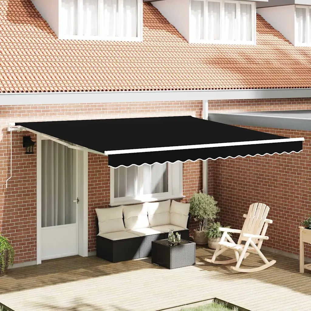 Tenda Retrattile Nero 400 × 350 cm Poliestere e Alluminio 3330775